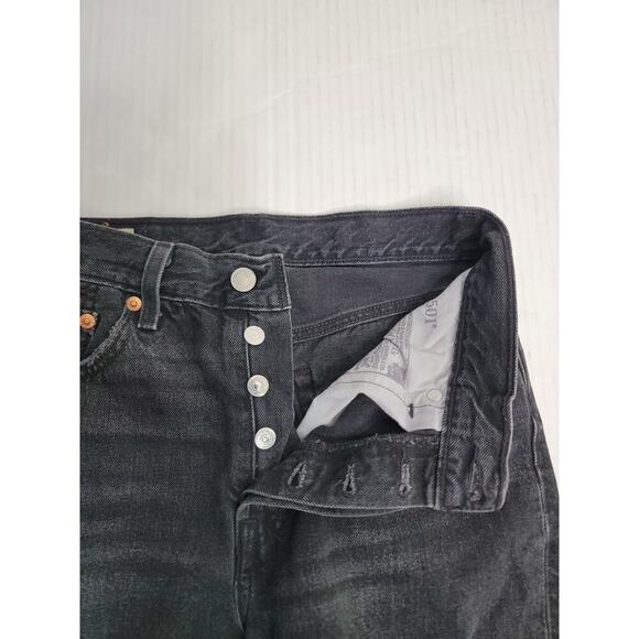 Levis Premium 501 Jean Sz 25 High Rise Embellished Fray Button Fly Big E Gray - Picture 5 of 13